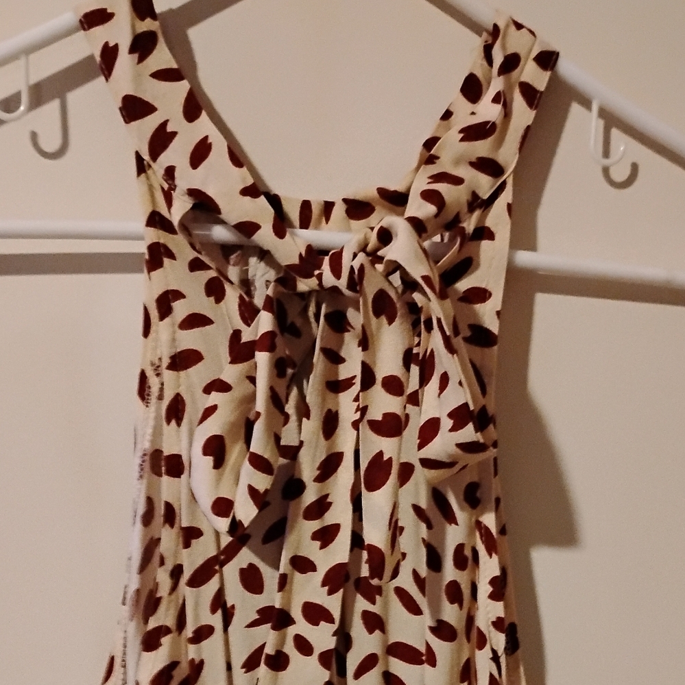Cream and Brown Patterned Dress